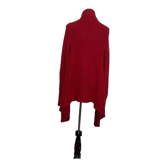 Talbots red long sleeves open front asymmetrical sweater size M - Picture 2 of 8